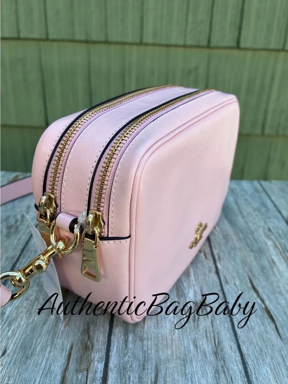 Coach Mini Carey Crossbody Bag In Light Pink Shiny Leather Purse